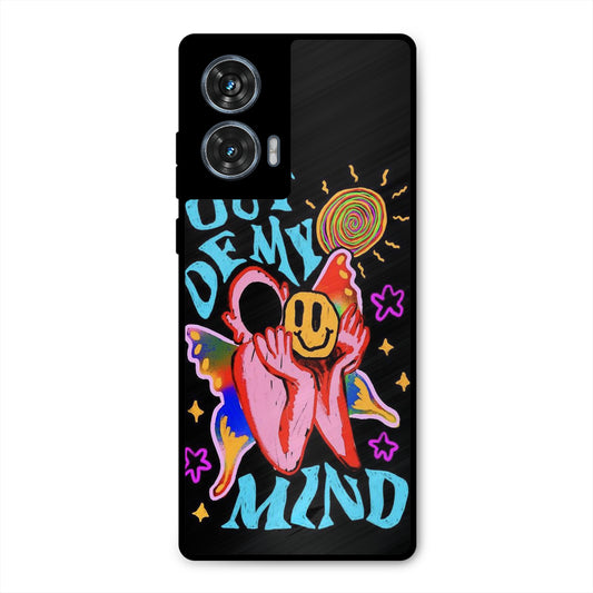 OUT OF MIND PSYCH FLORAL BLACK METAL COVER FOR MOTOROLA EDGE 50 FUSION