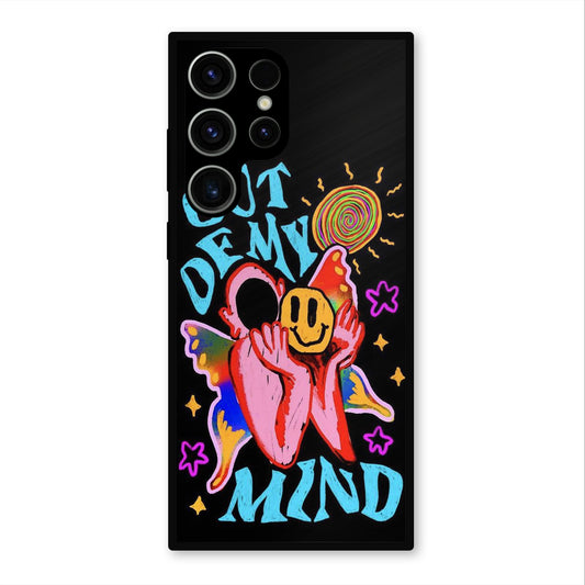 OUT OF MIND PSYCH FLORAL BLACK METAL COVER FOR SAMSUNG S23 ULTRA