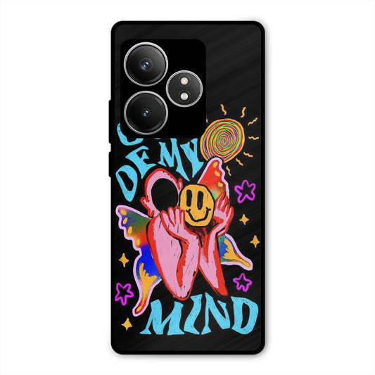 OUT OF MIND PSYCH FLORAL BLACK NEW METAL COVER FOR REALME GT 6T