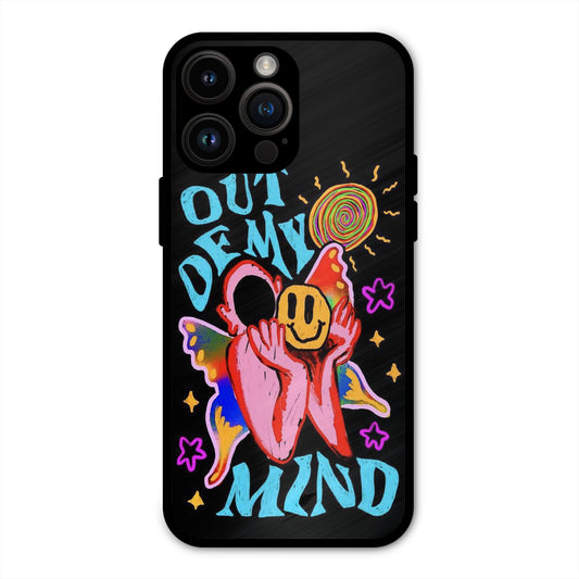 OUT OF MIND PSYCH FLORAL BLACK NEW METAL COVER FOR IPHONE 14 PRO MAX