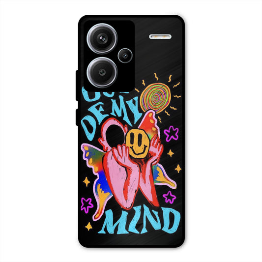 OUT OF MIND PSYCH FLORAL BLACK NEW METAL COVER FOR REDMI 13 PRO PLUS