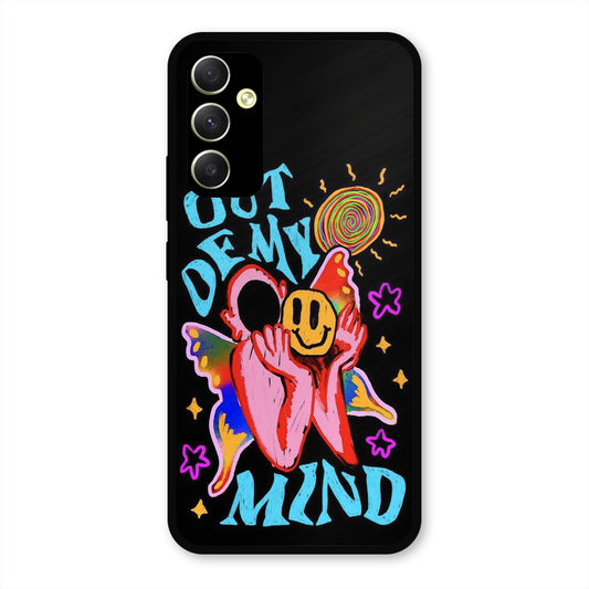 OUT OF MIND PSYCH FLORAL BLACK PREMIUM GLOSSY PHONECASE FOR GALAXY A34