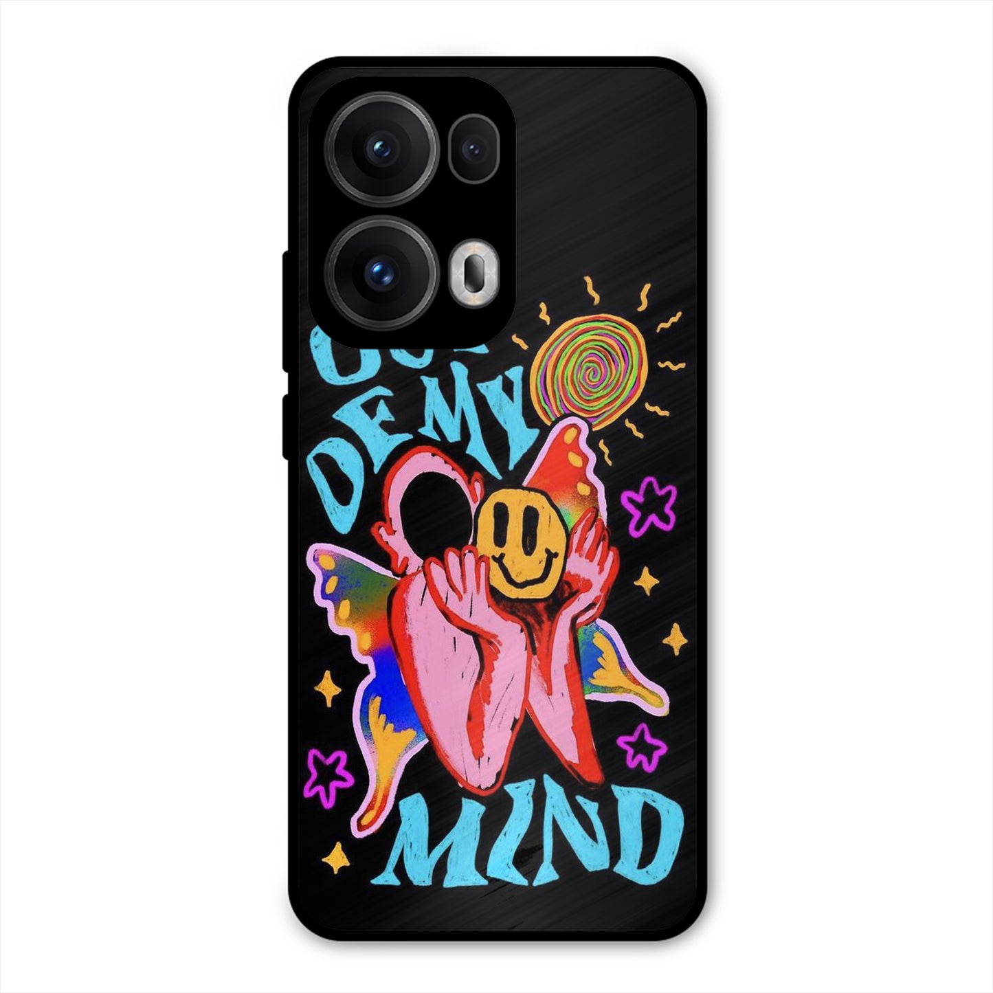 OUT OF MIND PSYCH FLORAL BLACK PREMIUM GLOSSY PHONECASE FOR OPPO RENO 13 PRO