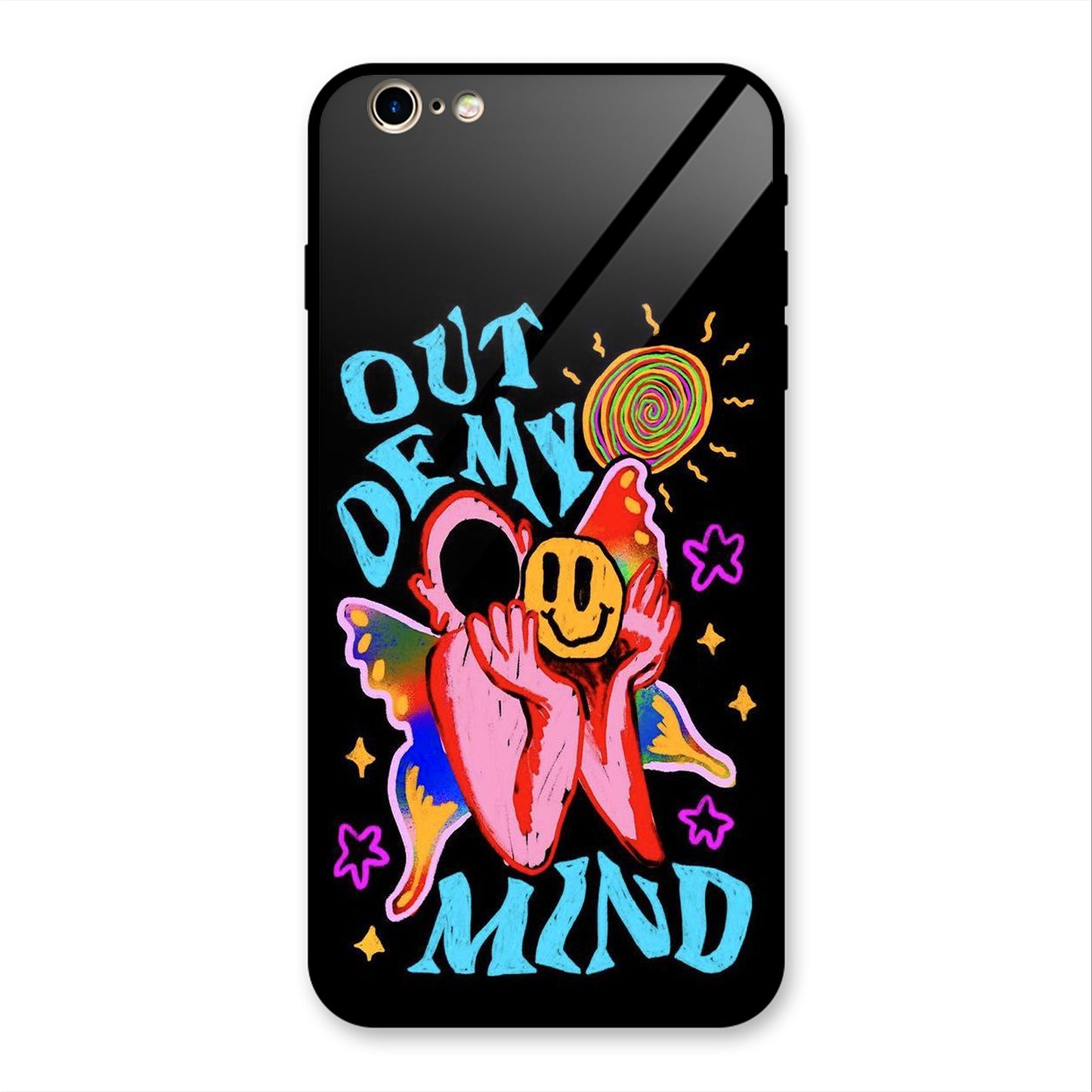 OUT OF MIND PSYCH FLORAL BLACK PREMIUM GLOSSY PHONECASE FOR IPHONE IPHONE 6 PLUS & 6S PLUS