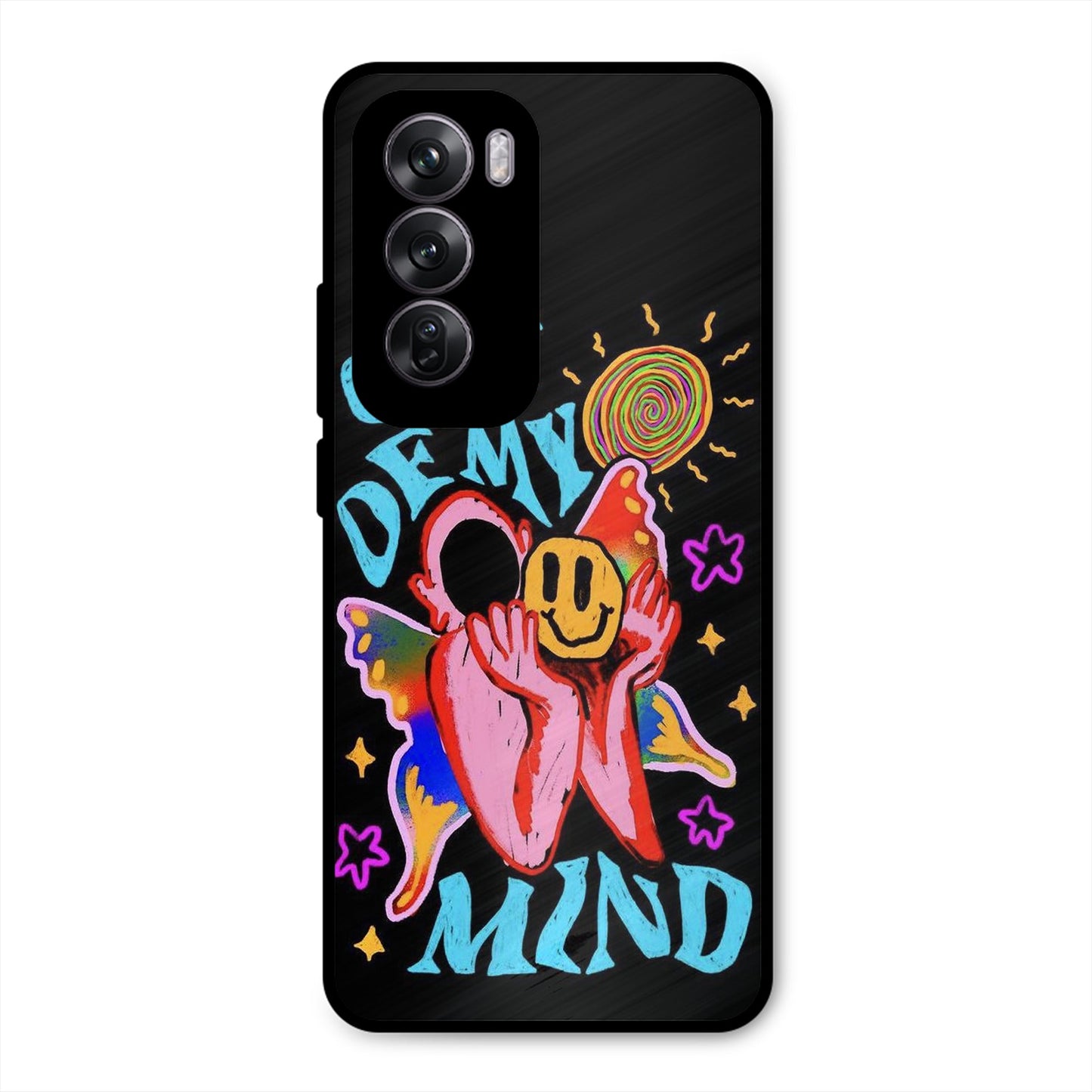 OUT OF MIND PSYCH FLORAL BLACK PREMIUM GLOSSY PHONECASE FOR OPPO RENO 12 PRO