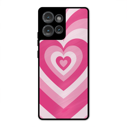 PINK RED HEART Y2K AESTHETIC METAL COVER FOR MOTOROLA EDGE 50