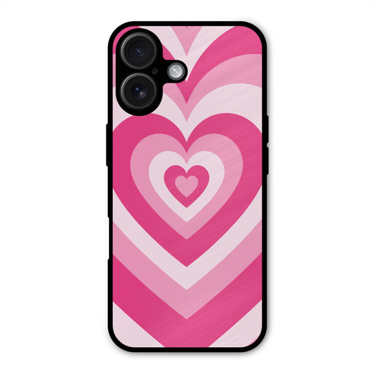 PINK RED HEART Y2K AESTHETIC METAL COVER FOR IPHONE 16