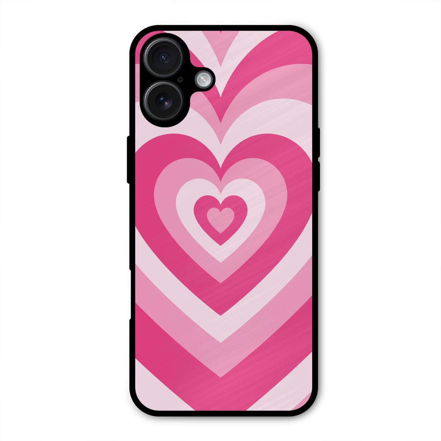 PINK RED HEART Y2K AESTHETIC METAL COVER FOR IPHONE 16 PLUS