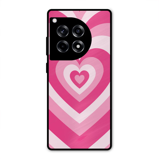 PINK RED HEART Y2K AESTHETIC METAL COVER FOR ONEPLUS 12R