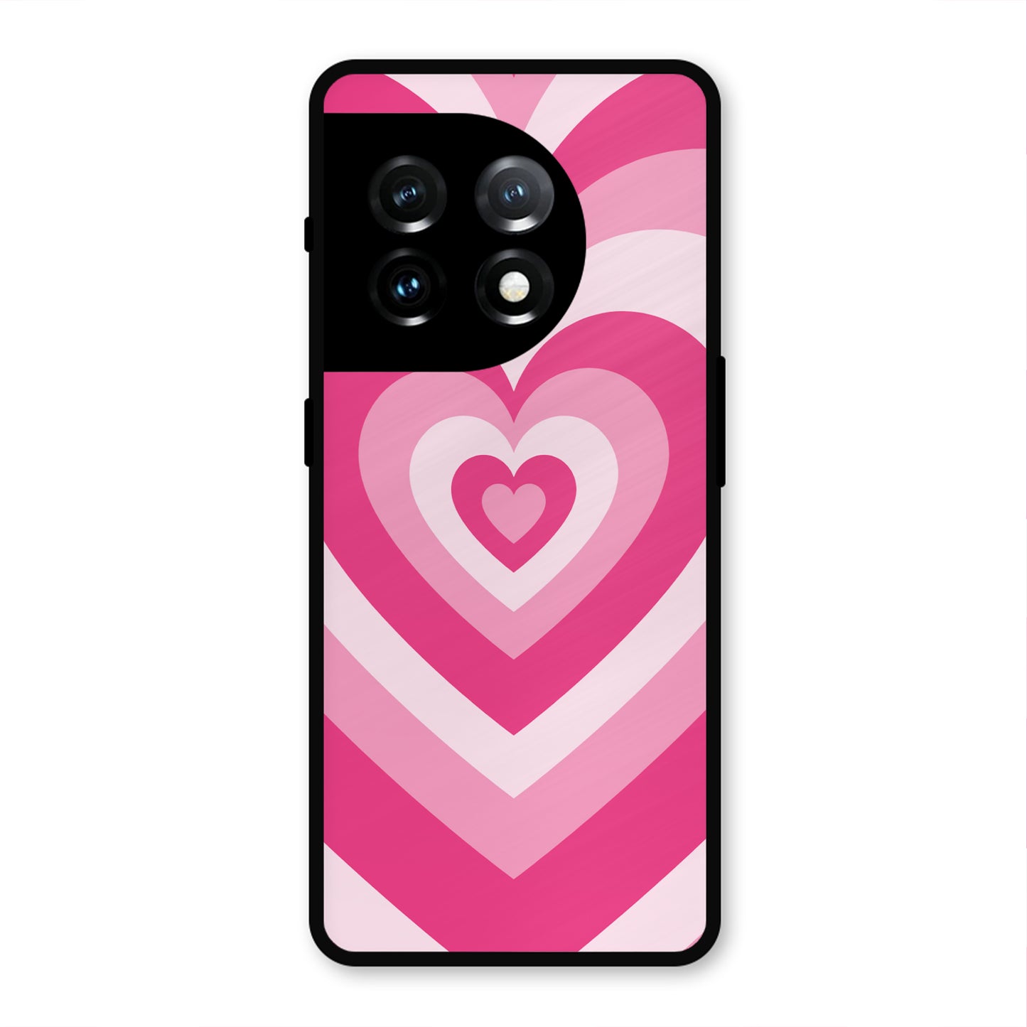 PINK RED HEART Y2K AESTHETIC METAL COVER FOR ONEPLUS 11