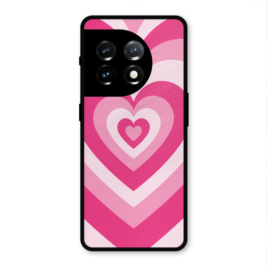 PINK RED HEART Y2K AESTHETIC METAL COVER FOR ONEPLUS 11