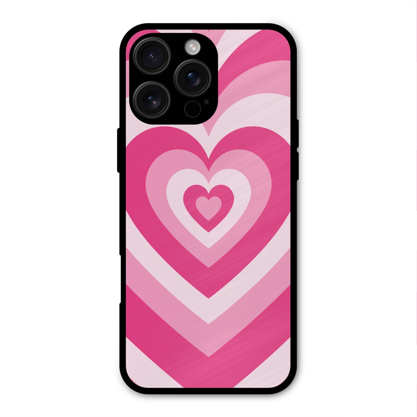 PINK RED HEART Y2K AESTHETIC METAL COVER FOR IPHONE 16 PRO MAX