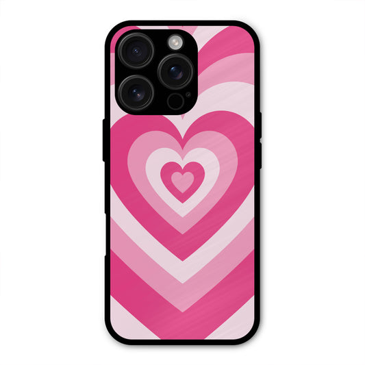 PINK RED HEART Y2K AESTHETIC METAL COVER FOR IPHONE 16 PRO