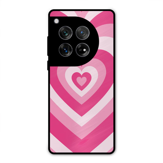 PINK RED HEART Y2K AESTHETIC METAL COVER FOR ONEPLUS 12