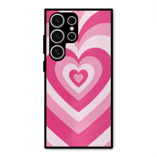 PINK RED HEART Y2K AESTHETIC METAL COVER FOR SAMSUNG S24 ULTRA