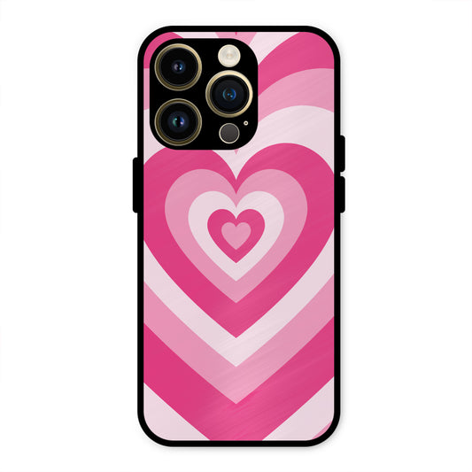 PINK RED HEART Y2K AESTHETIC NEW METAL COVER FOR IPHONE 14 PRO