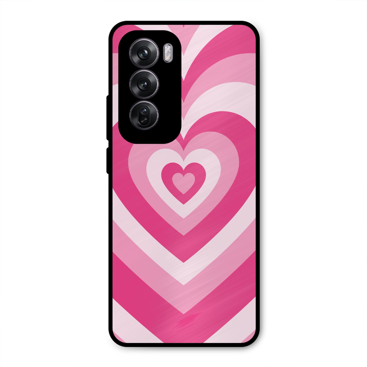 PINK RED HEART Y2K AESTHETIC NEW METAL COVER FOR OPPO RENO 12 PRO