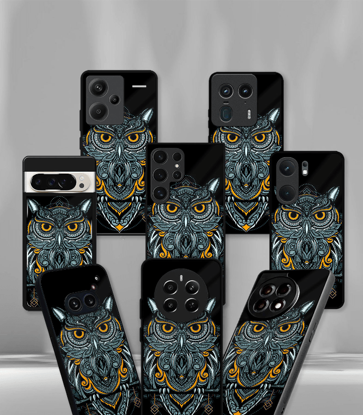the trippy owl psych premium glossy case