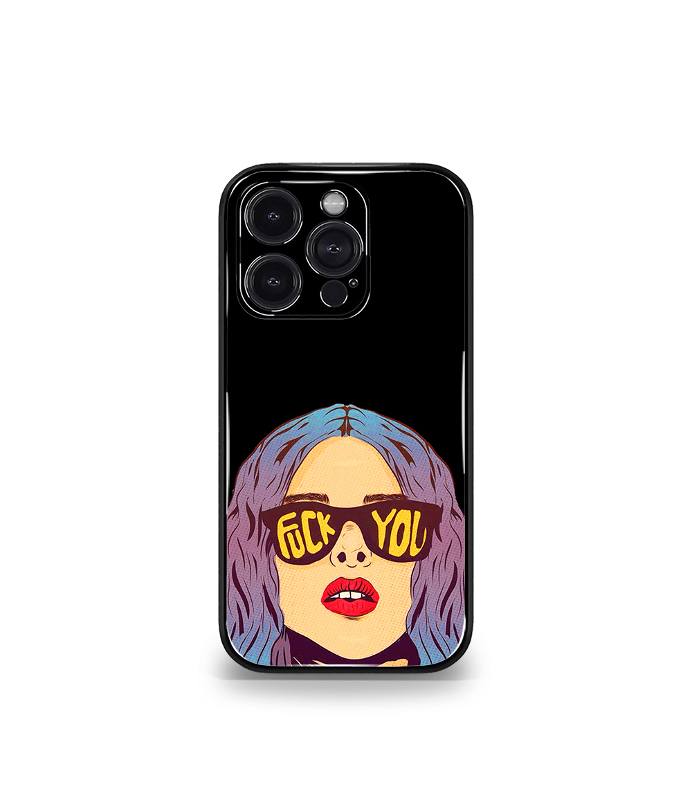 fuck you face psych trippy premium glossy case.