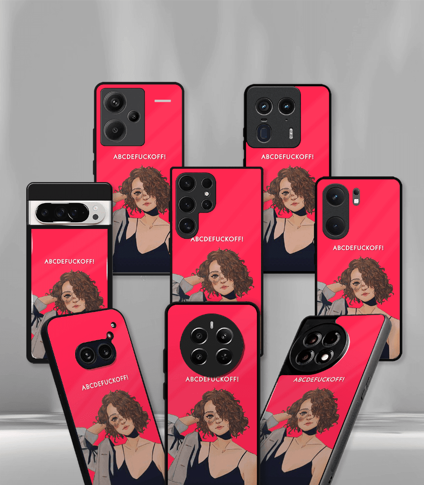 abcdefuckoff lady psych trippy red premium glossy case