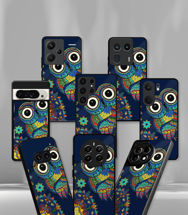 psych trippy owl premium glossy case.