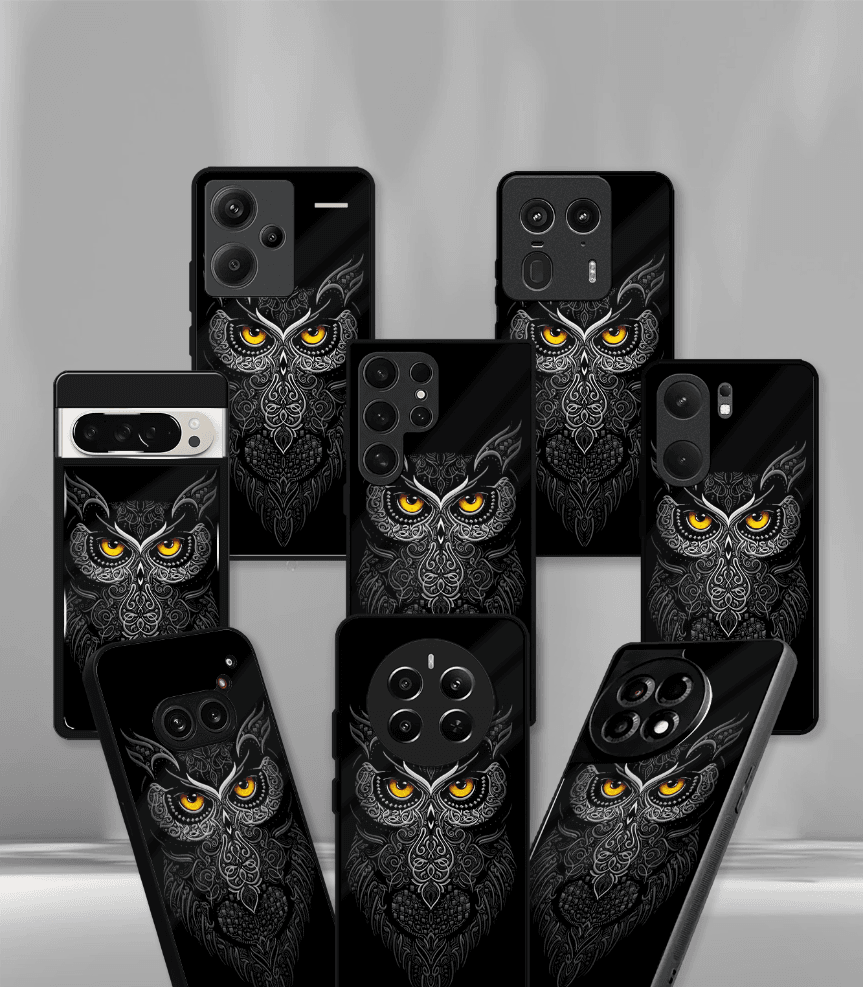 trippy owl premium glossy case.