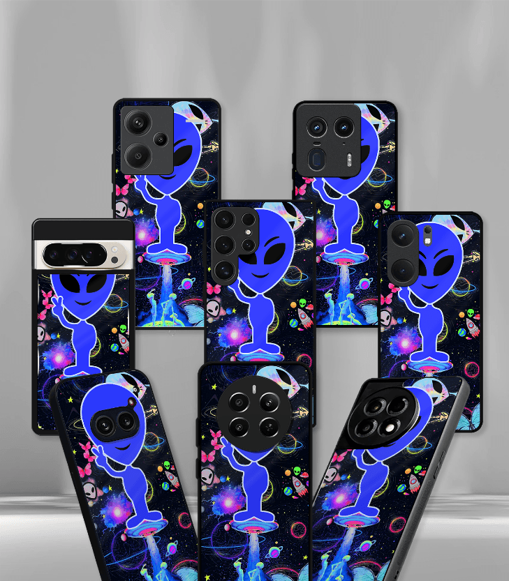 alien face psych trippy premium glossy case