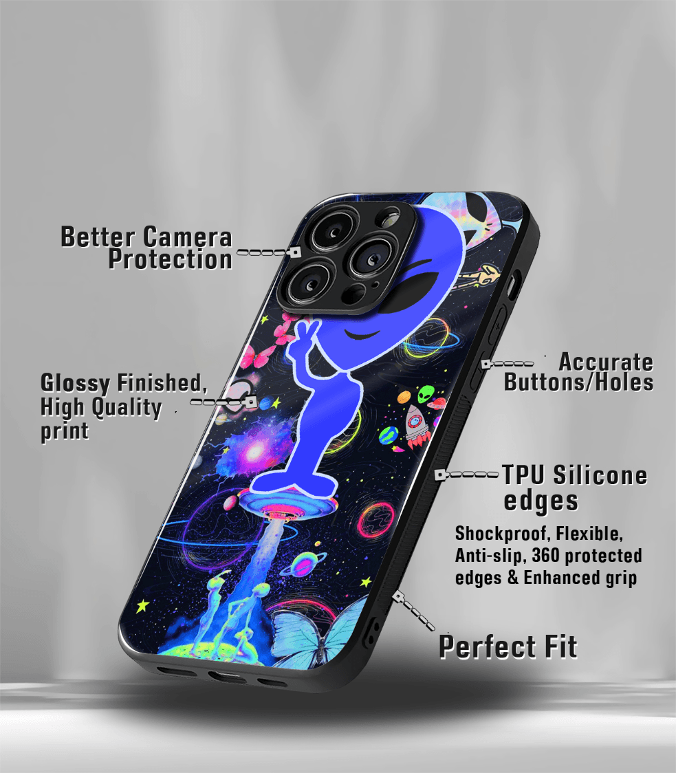 alien face psych trippy premium glossy case