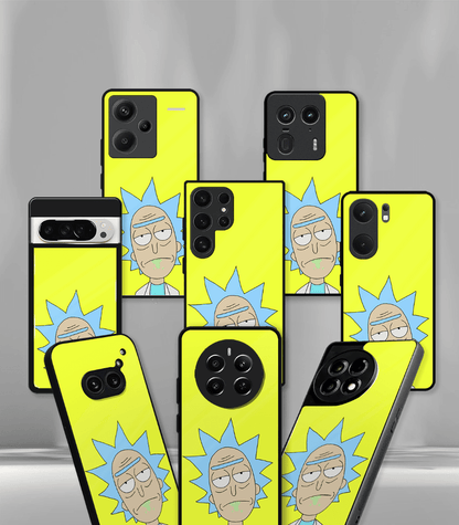 Yellow Rick & Morty Face Trippy Premium Glossy Case.