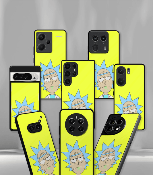 Yellow Rick & Morty Face Trippy Premium Glossy Case.