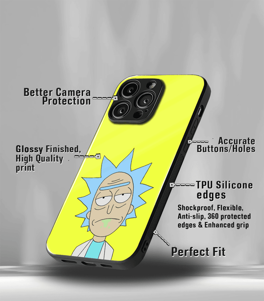 Yellow Rick & Morty Face Trippy Premium Glossy Case.