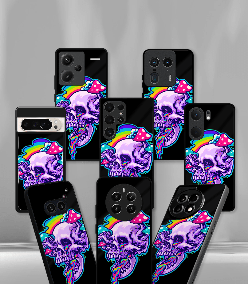 skull face psych trippy premium glossy case.