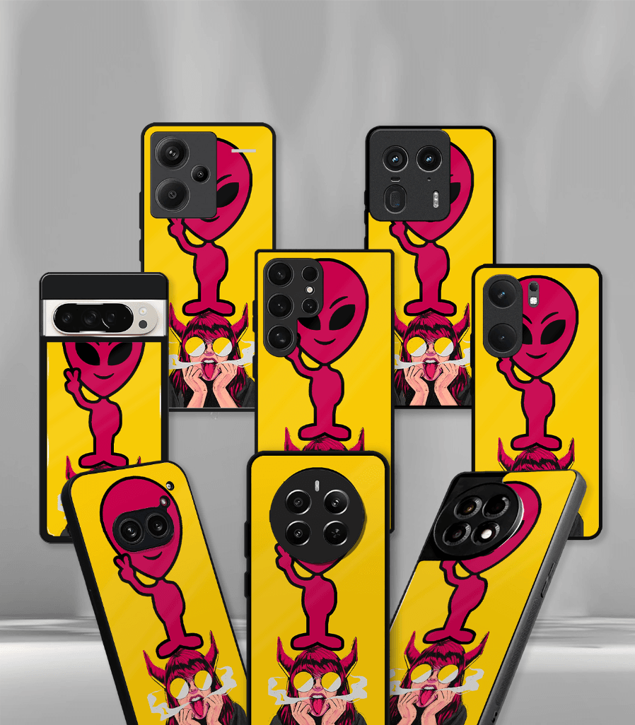 yellow alien psych trippy premium glossy case