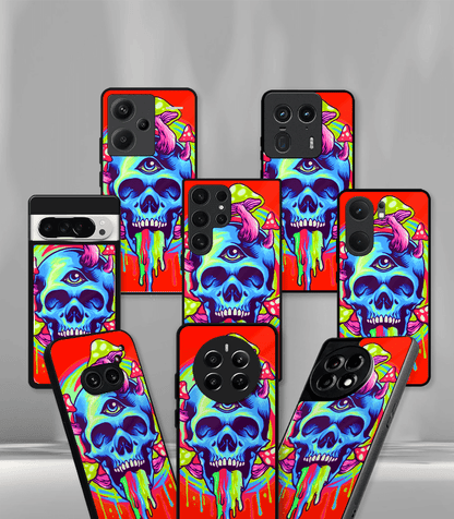 Red Skull face Psych Trippy Premium Glossy Case.