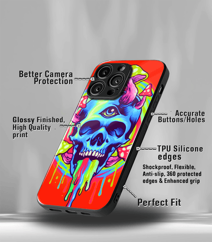 Red Skull face Psych Trippy Premium Glossy Case.