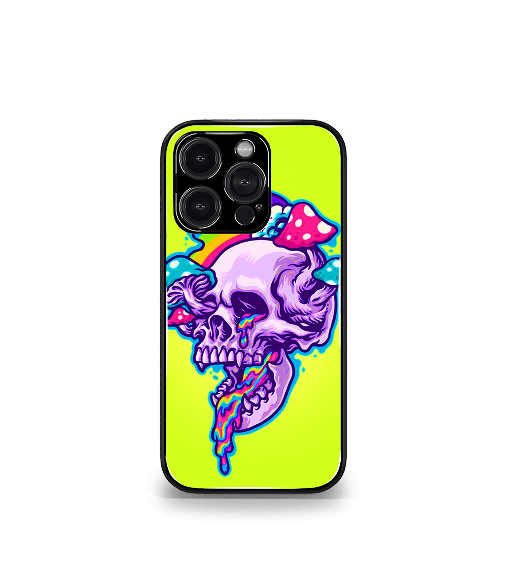 yellow skull face psych trippy premium glossy case.