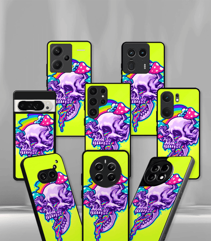 Yellow Skull face Psych Trippy Premium Glossy Case.