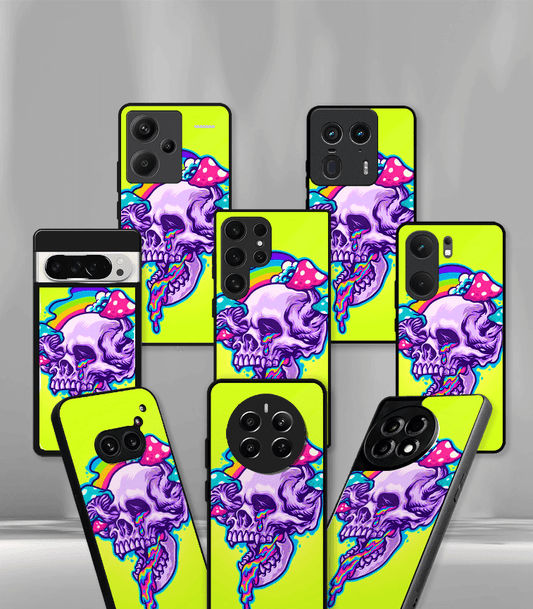 Yellow Skull face Psych Trippy Premium Glossy Case.