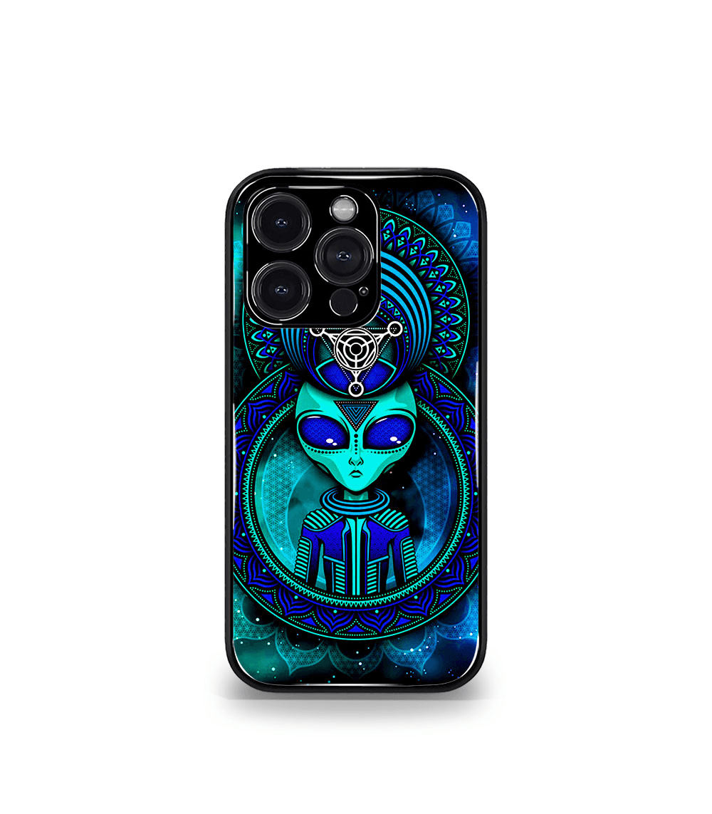 green alien psych trippy premium glossy case.