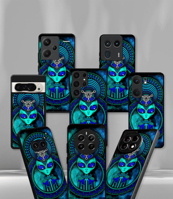 green alien psych trippy premium glossy case.