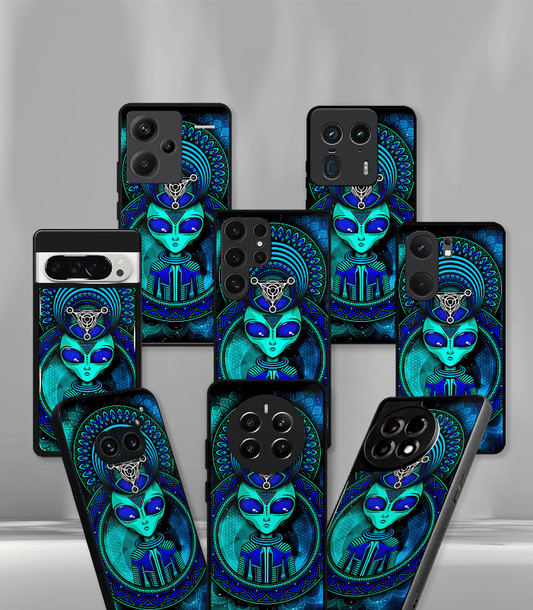 Green Alien Psych Trippy Premium Glossy Case.