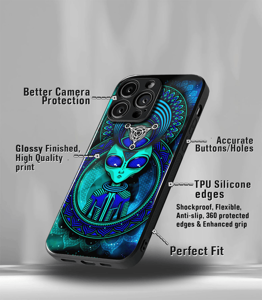 Green Alien Psych Trippy Premium Glossy Case.