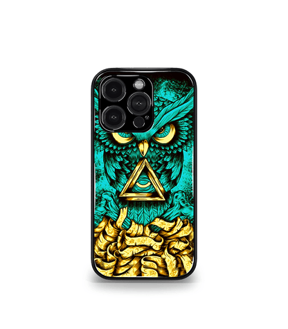 Greenish Illuminati Owl Psych Trippy Premium Glossy Case.