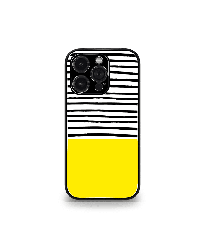 yellow & lines premium glossy phone case