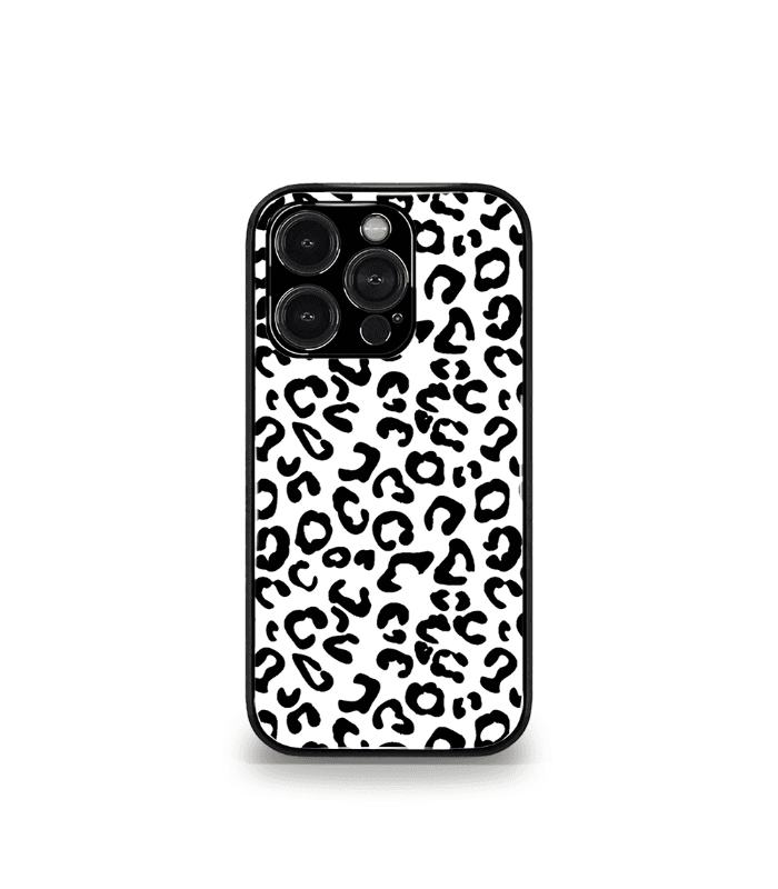 white leopard premium glossy phone case