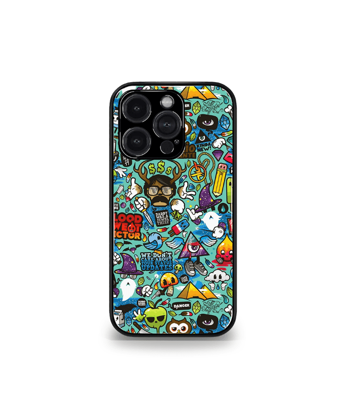 colorful doodle premium glossy phone case