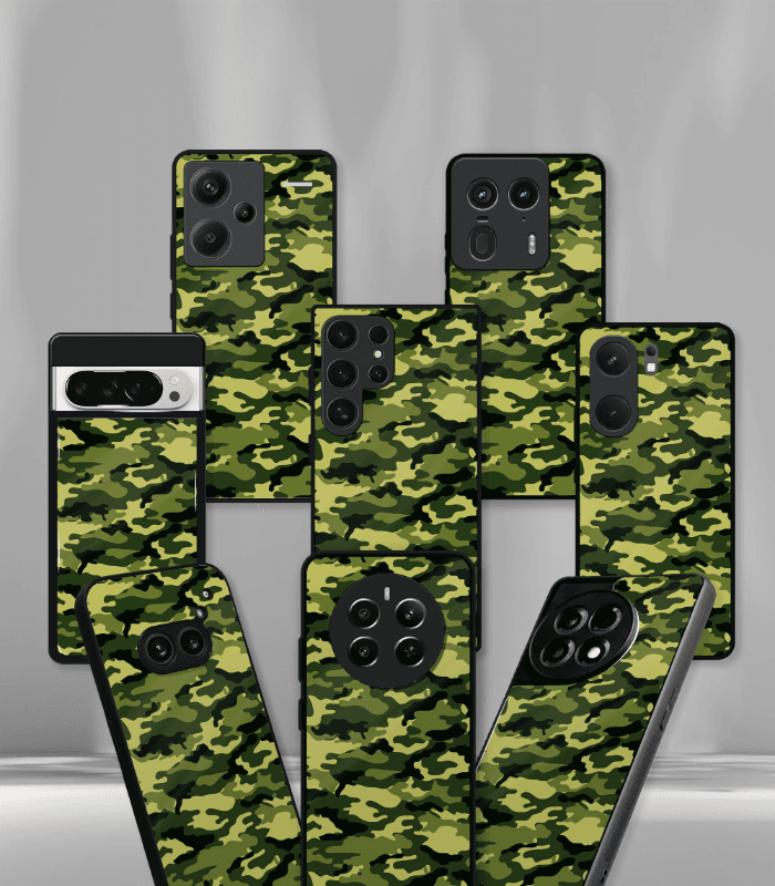 green camo premium glossy phone case