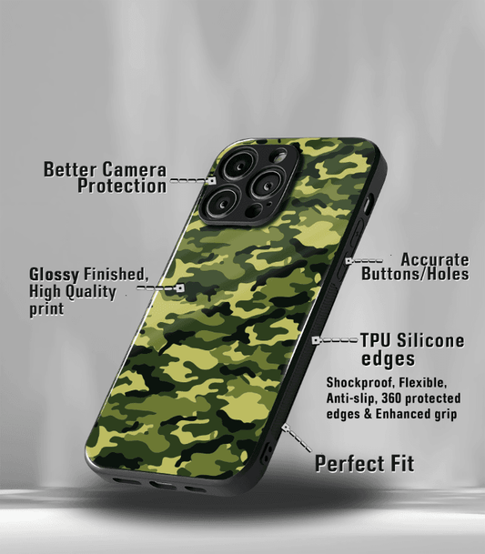 Green Camo Premium Glossy Phone Case