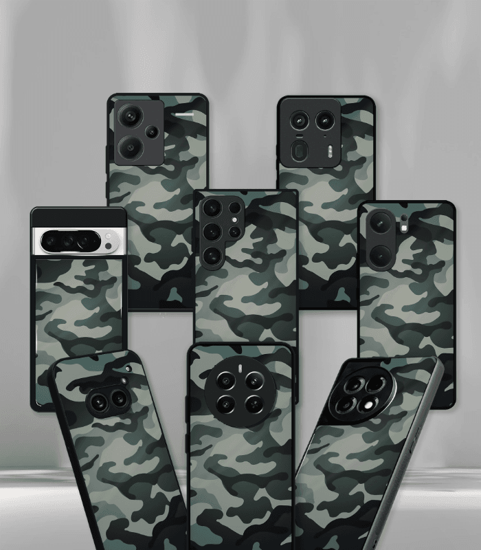 grey camo premium glossy phone case