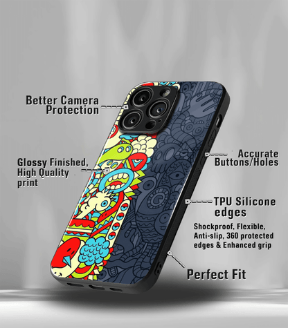 Half doodle Premium Glossy Phone Case